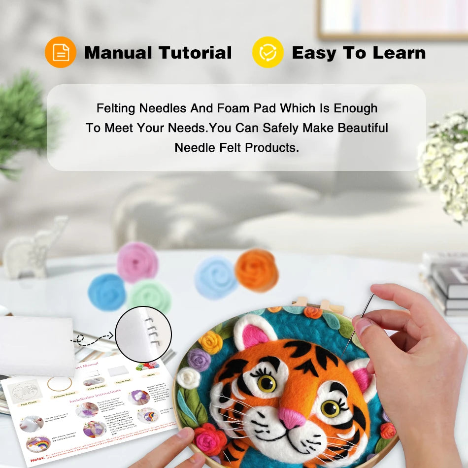 DIY Animal Wool Felting Painting Kit