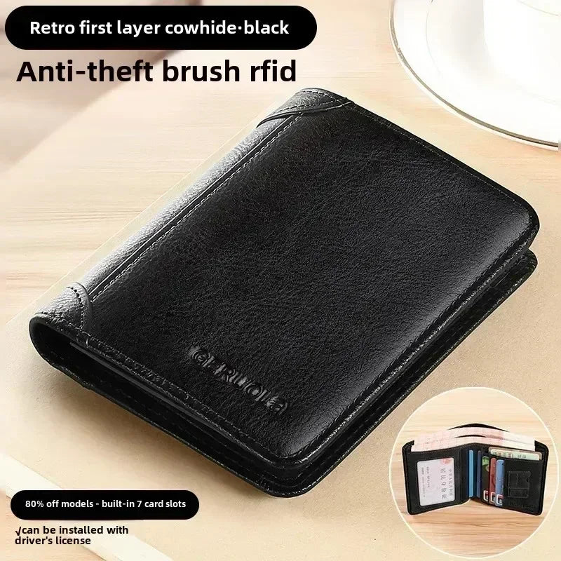 Vintage Genuine Leather Trifold Wallet