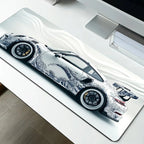 White Sports Car Gaming Mouse Pad