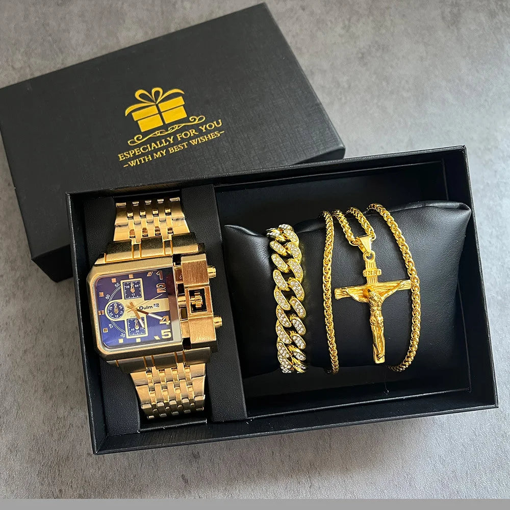 Luxury Men's Watch & Bracelet Gift Set