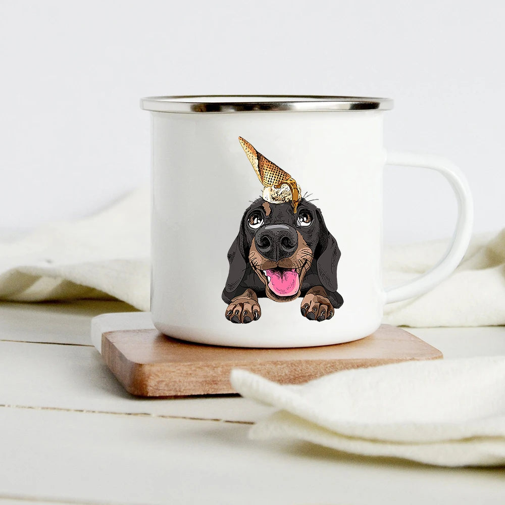 Funny Dachshund Enamel Mug