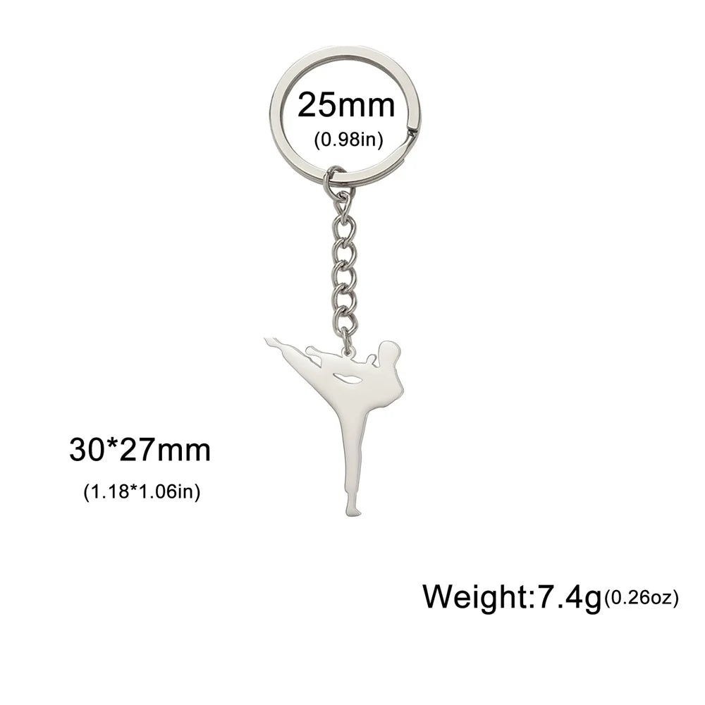 Martial Arts High Kick Stainless Steel Keychain