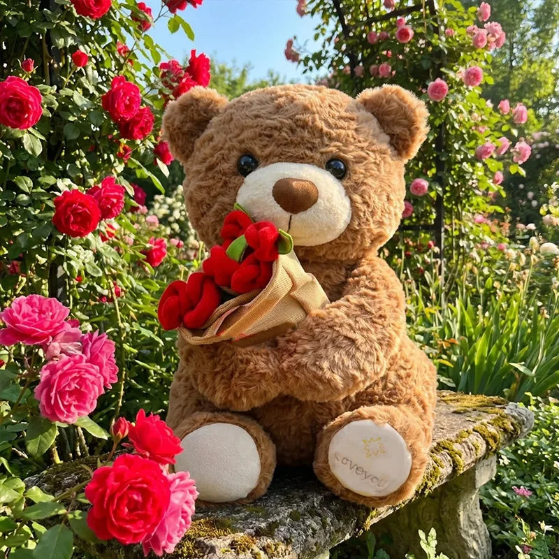 Romantic Rose Teddy Bear Plush Gift