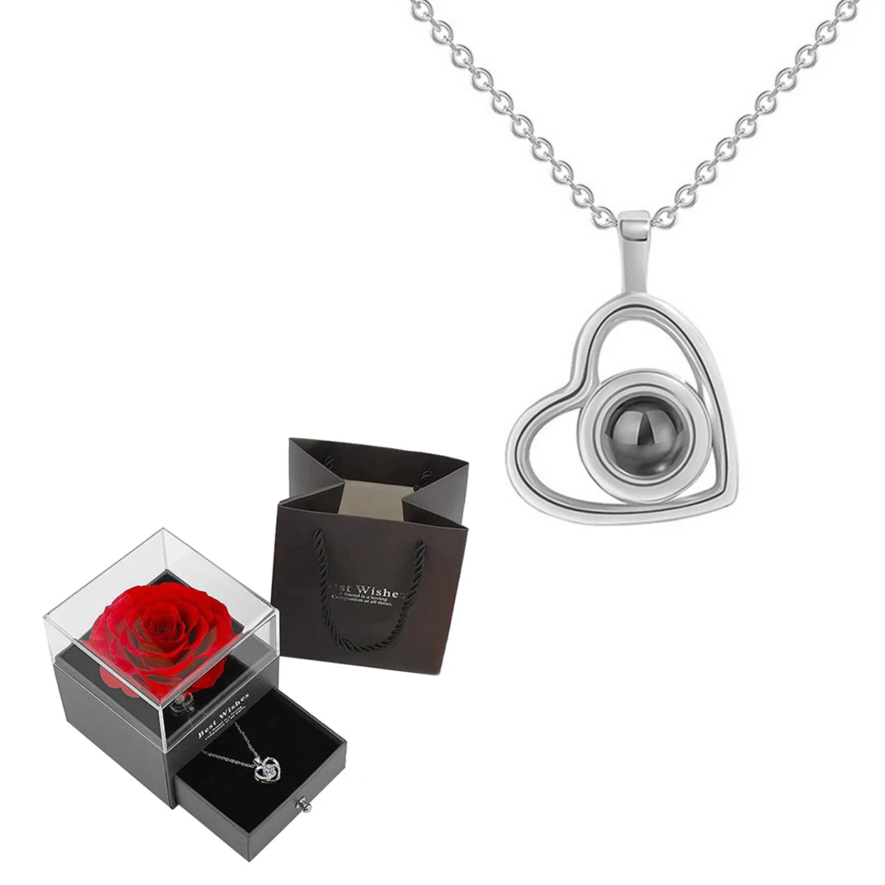 "I Love You" Projection Necklace Gift Set