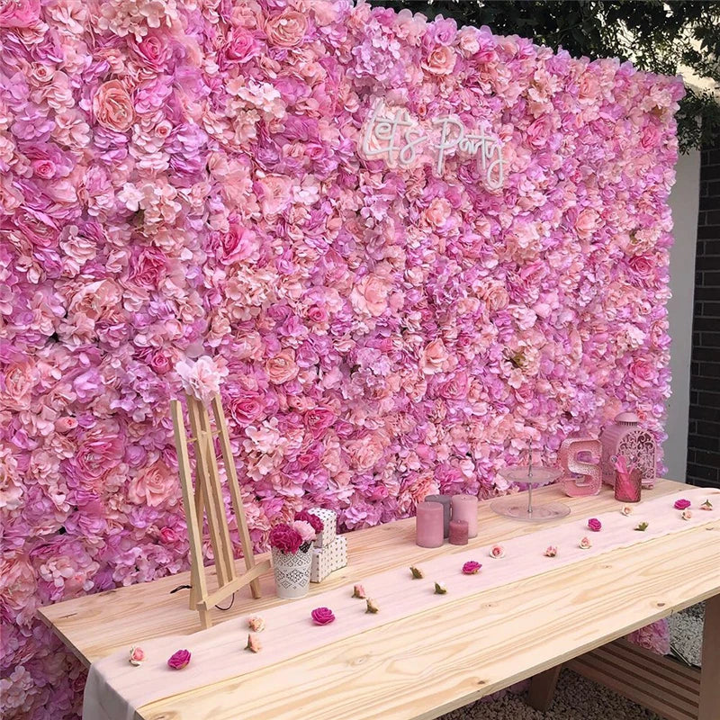 Romantic Silk Rose Flower Wall Panel