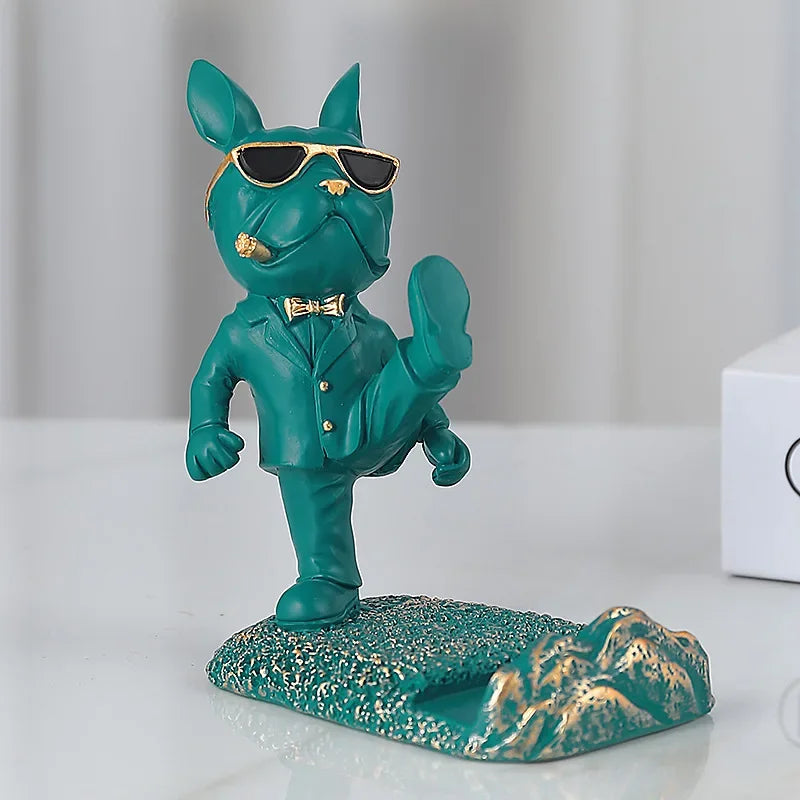 Bulldog Phone Holder Desk Decor Statue