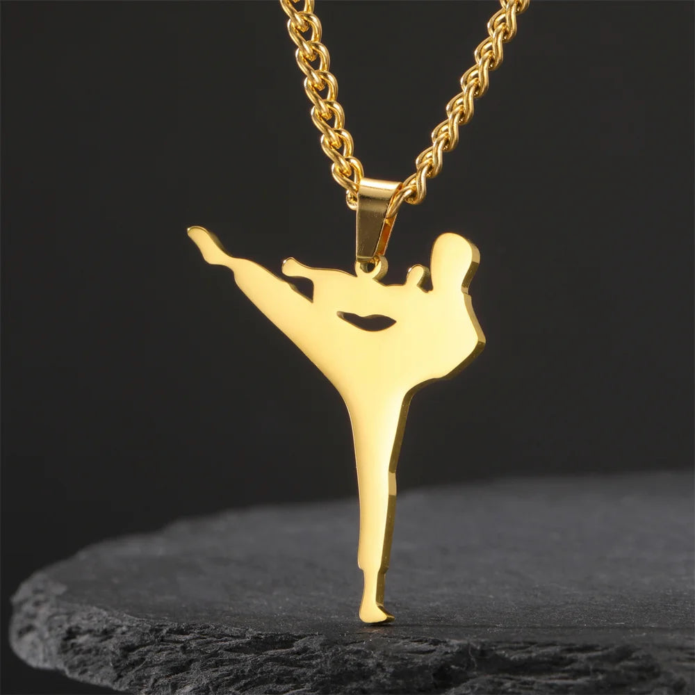 Martial Arts High Kick Stainless Steel Keychain