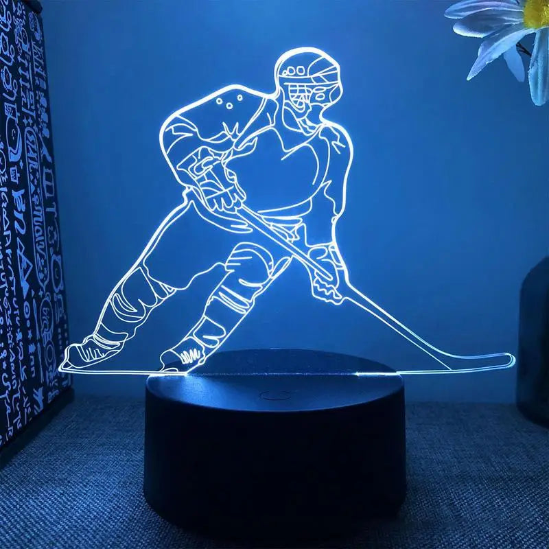 3D Ice Hockey Player LED Night Light