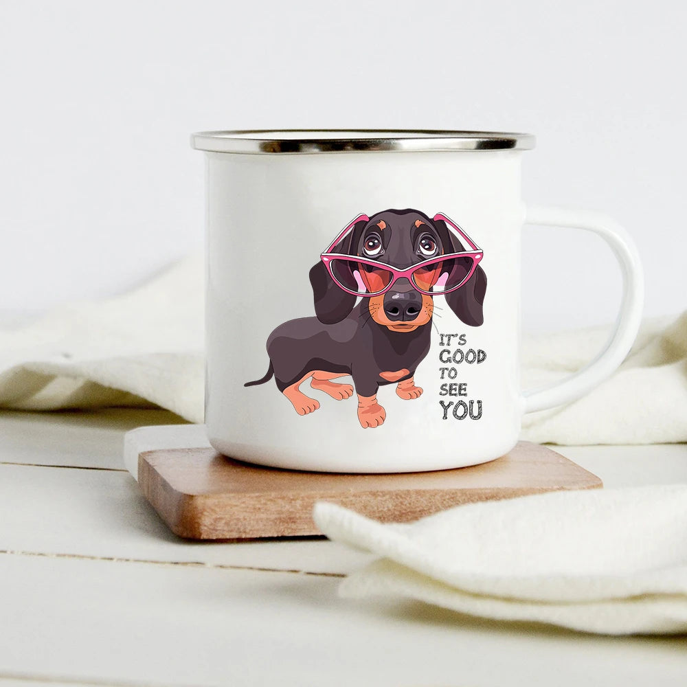 Funny Dachshund Enamel Mug
